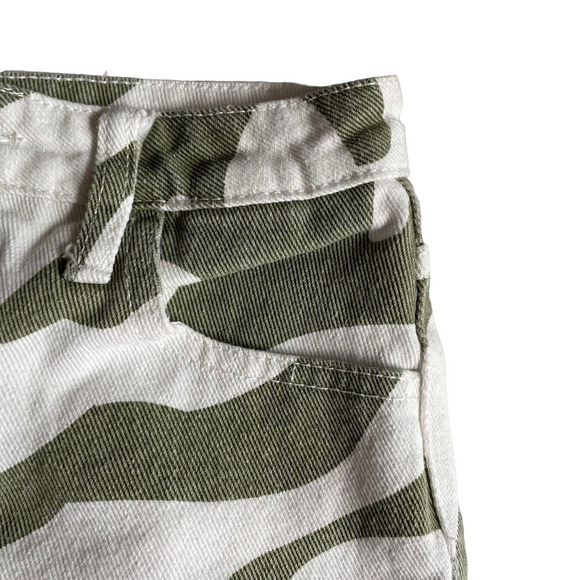 Shein Jeans High Waisted Zebra Striped Off White Green Straight Leg Denim XS NEW - Picture 14 of 14